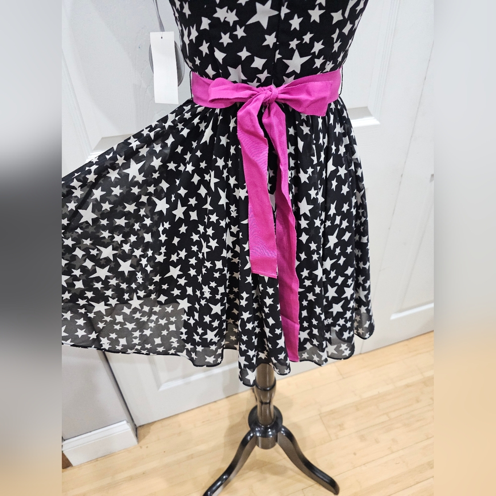 Pearl Georgina Chapman Black White Star flowy Mini Dress 2 NWT - Picture 6 of 14